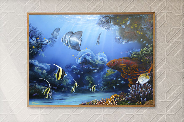 Original Coral Reef Art Print - Hello Coral Trout